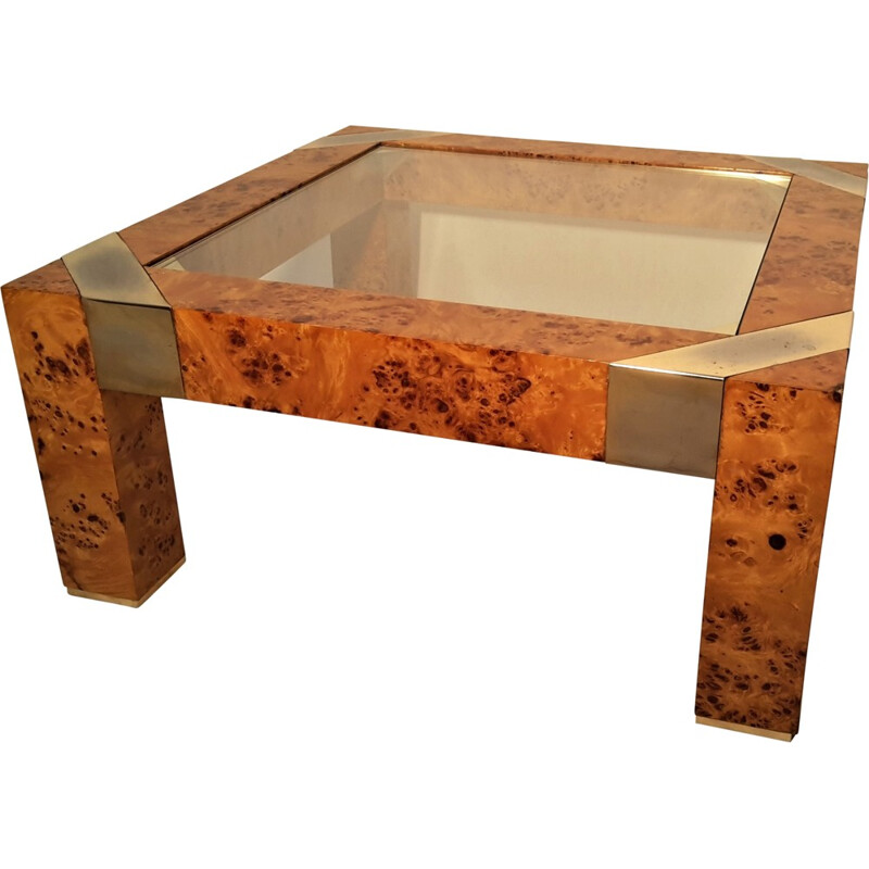 Table basse vintage en palissandre et verre de Milo Baughman, 1970