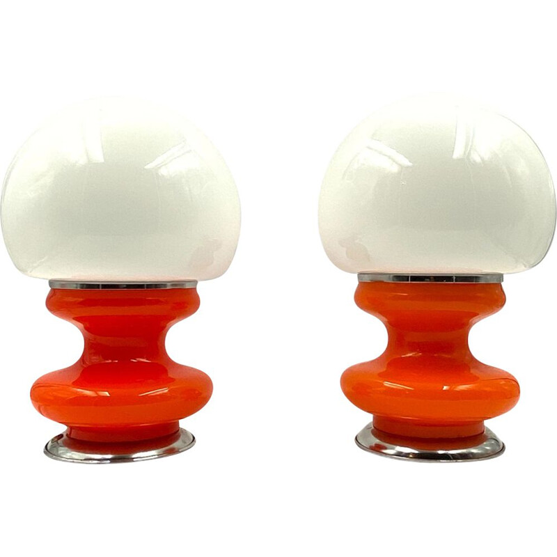 Pair of Space Age Murano glass table lamps by Carlo Nason for Av Mazzega, 1970s