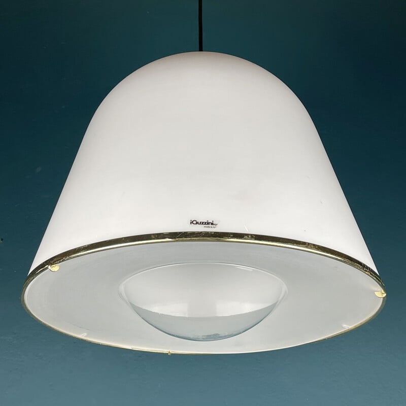 Vintage white pendant lamp "Kuala" by Franco Bresciani for iGuzzini, Italy 1970