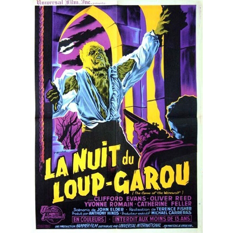 Affiche cinéma "La nuit du loup garou" - 1960