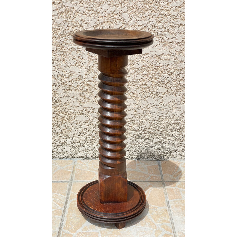 Vintage ashtray holder in solid oak, 1930-1940