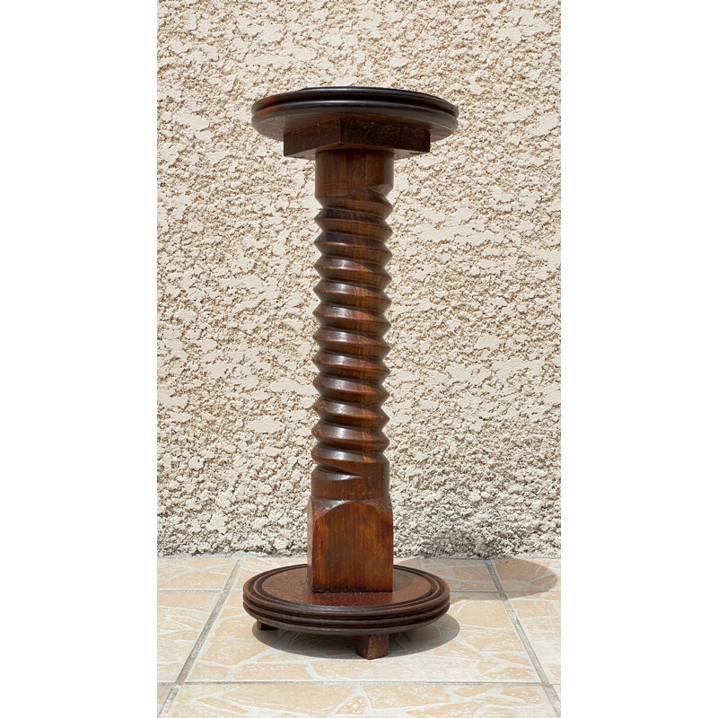 Vintage ashtray holder in solid oak, 1930-1940