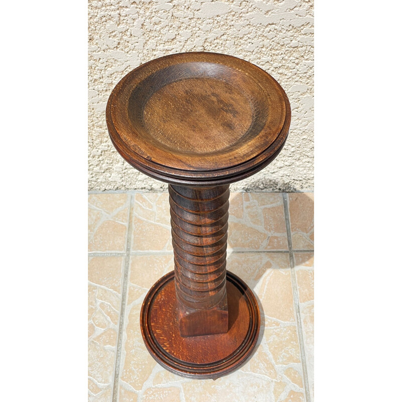 Vintage ashtray holder in solid oak, 1930-1940