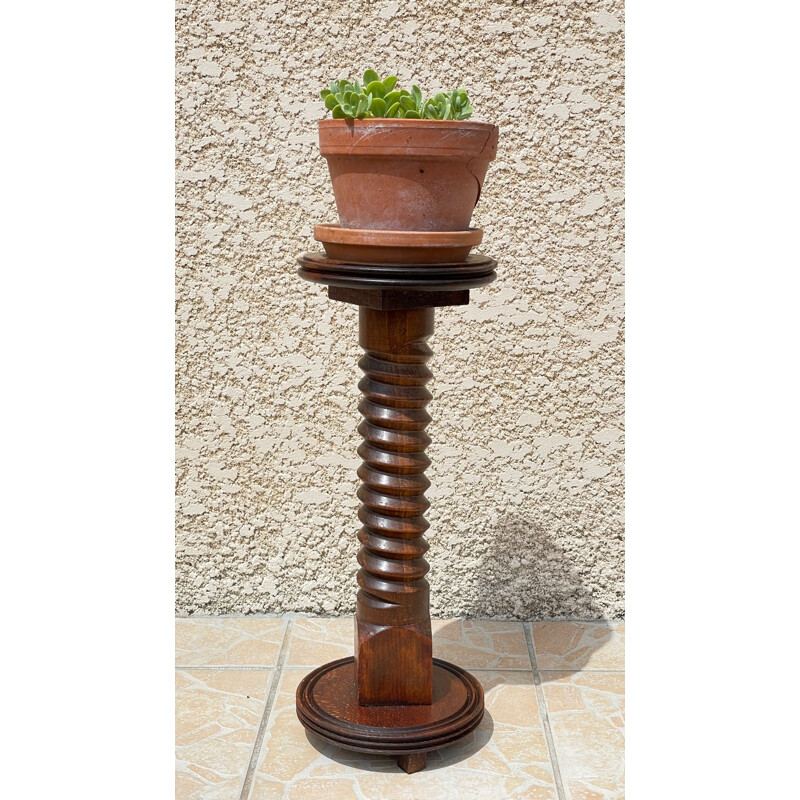 Vintage ashtray holder in solid oak, 1930-1940