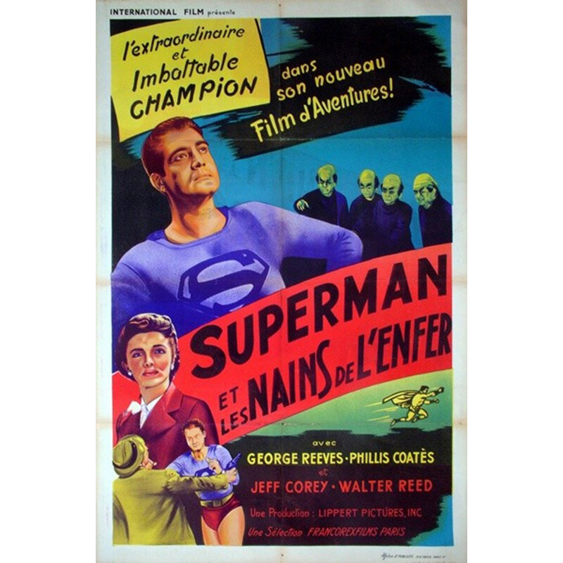 Affiche cinéma vintage "Superman et les nains de l'enfer" - 1950