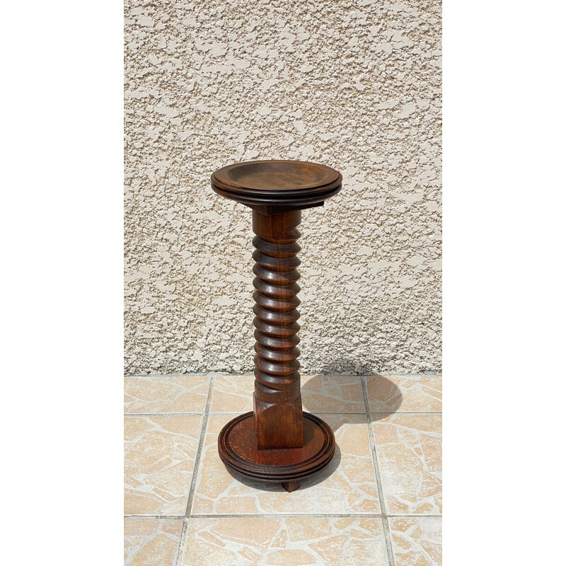 Vintage ashtray holder in solid oak, 1930-1940