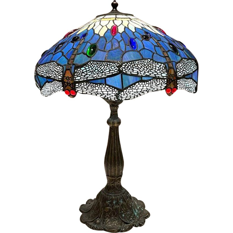 Vintage Tiffany bronze table lamp with resin shade