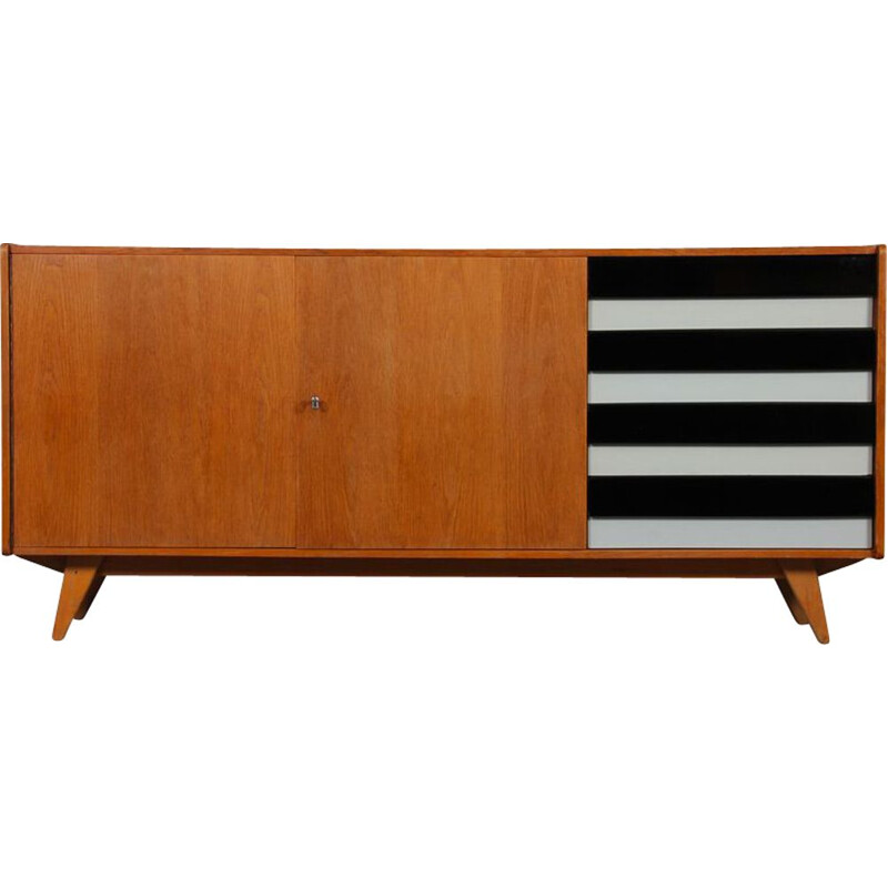 Vintage oakwood sideboard model U-460 by Jiri Jiroutek, 1960