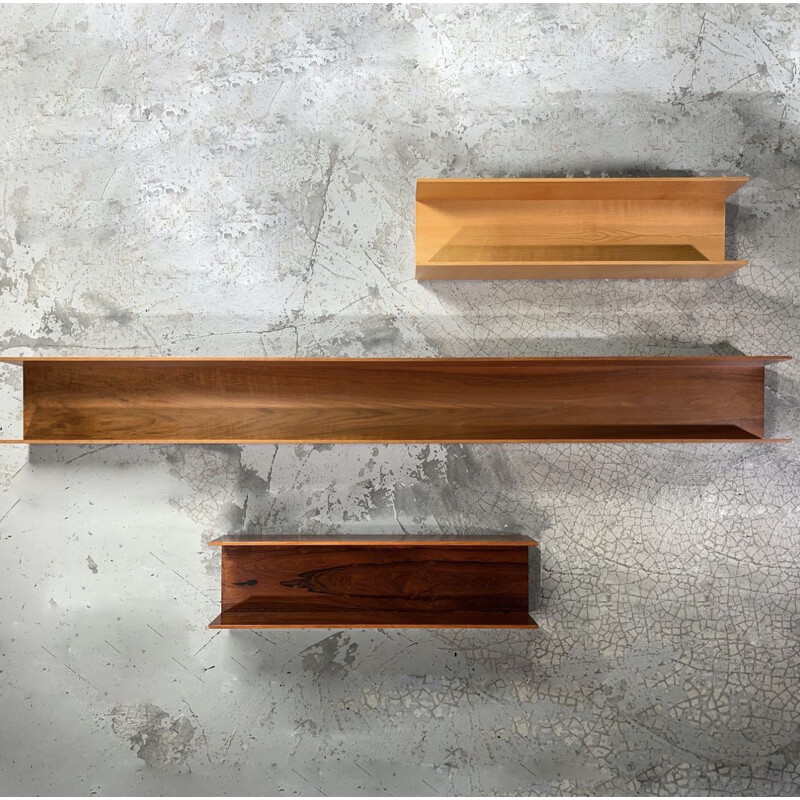 Vintage wall shelf in light wood by Walter Wirz for Wilhelm Renz, 1960