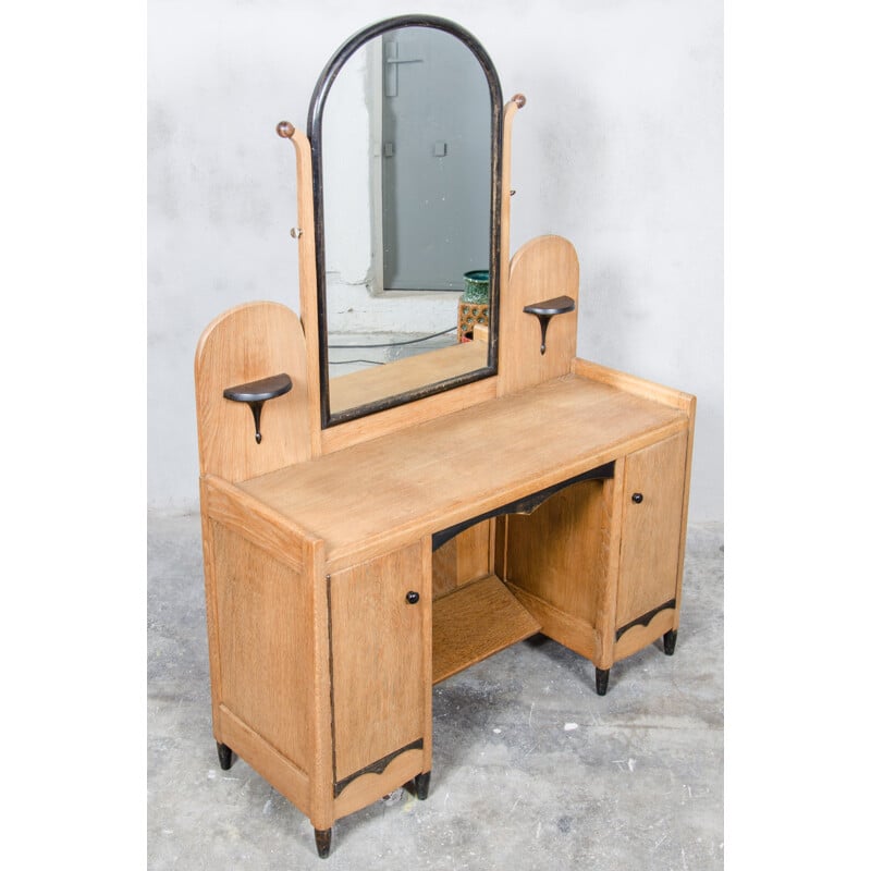 Dutch dressing table in oak with mirror - 1930s