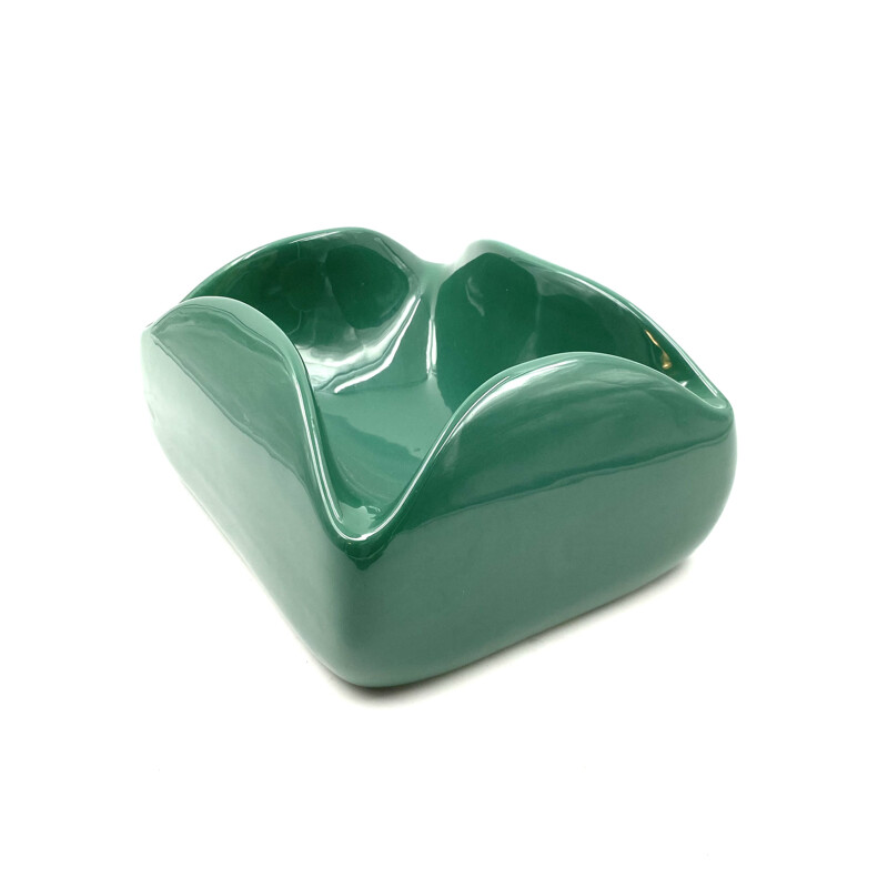 Vintage large green ceramic ashtray by Sicart, Italy 1970s