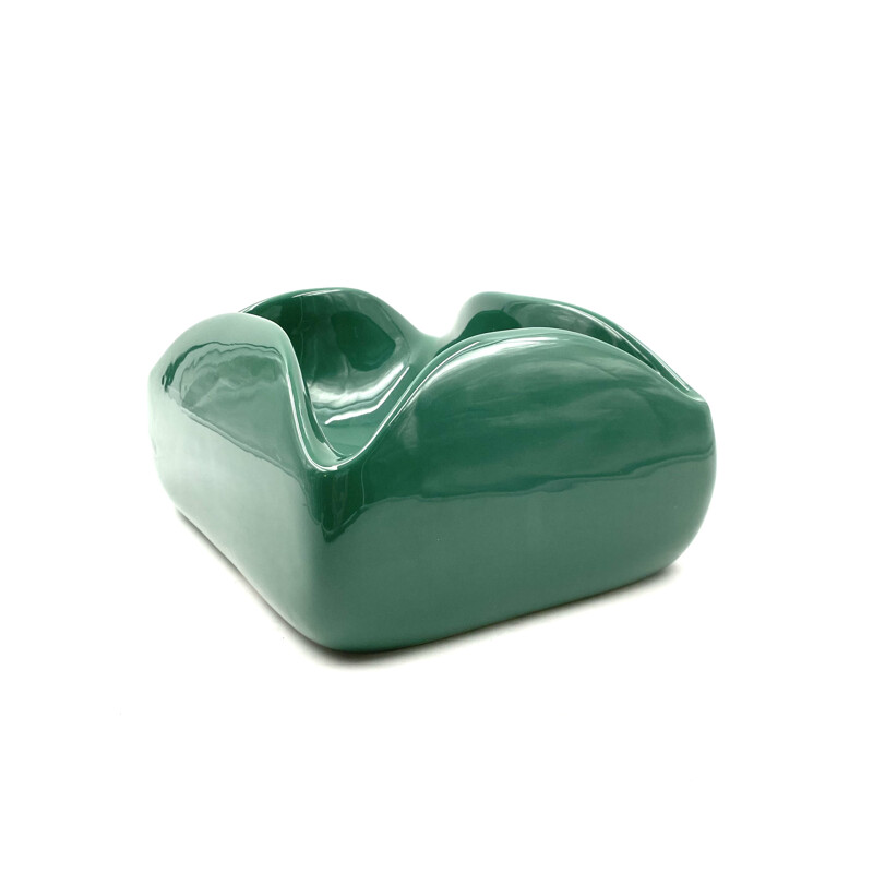 Vintage large green ceramic ashtray by Sicart, Italy 1970s