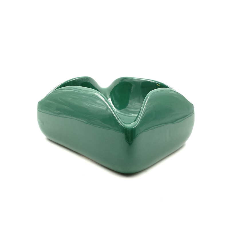 Vintage large green ceramic ashtray by Sicart, Italy 1970s