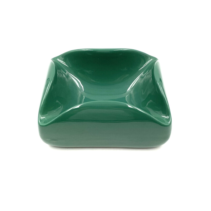 Vintage large green ceramic ashtray by Sicart, Italy 1970s