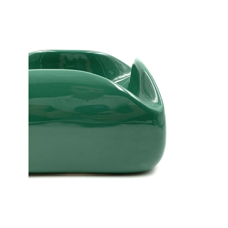 Vintage large green ceramic ashtray by Sicart, Italy 1970s