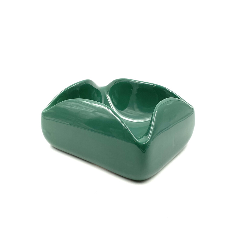 Vintage large green ceramic ashtray by Sicart, Italy 1970s