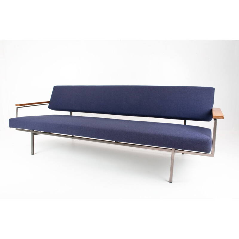 Blue sofa with teak armrest, Rob PARRY - 1950s