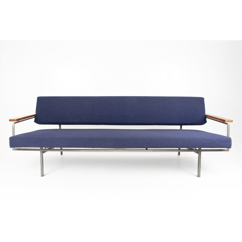 Blue sofa with teak armrest, Rob PARRY - 1950s