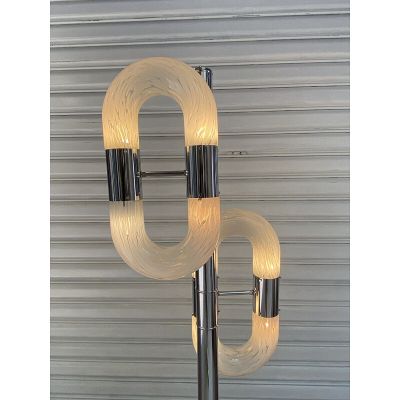 Vintage vloerlamp in Murano glas en roestvrij staal van Aldo Nason, 1970