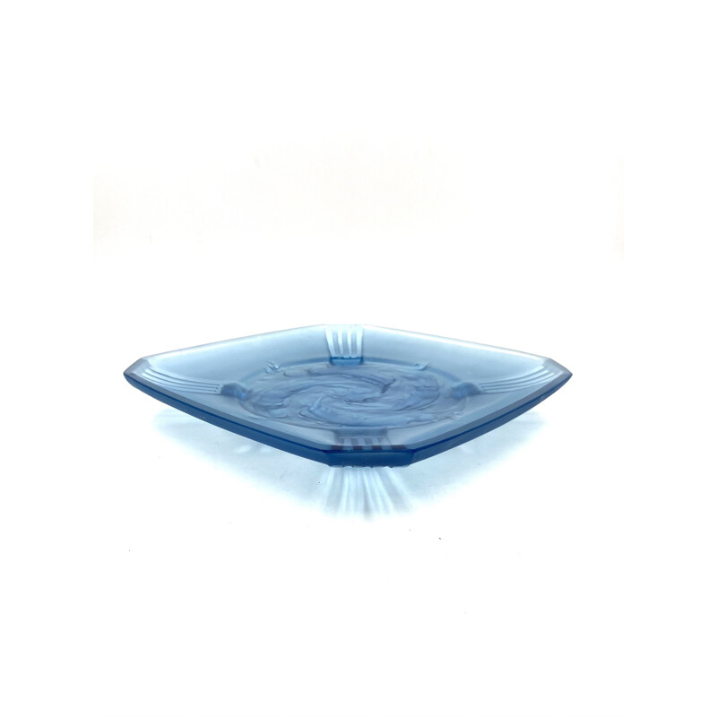 Vintage cast glass tray by Verreries Des Hanots, France 1930