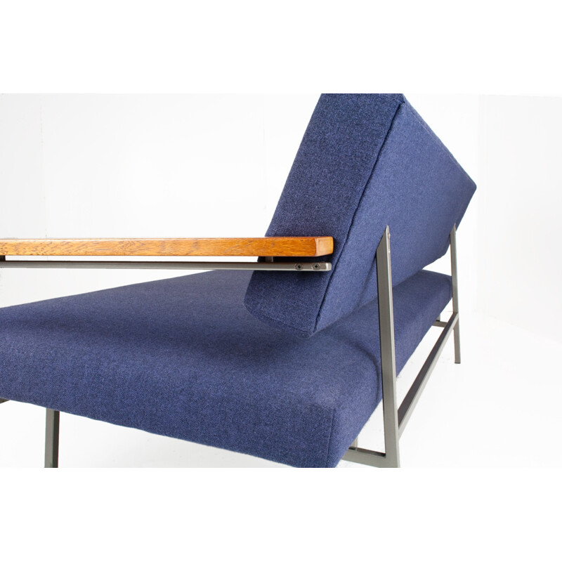 Blue sofa with teak armrest, Rob PARRY - 1950s