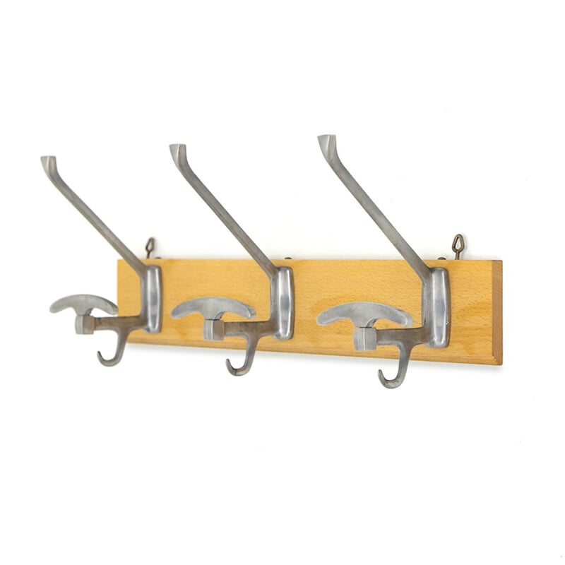 Vintage coat rack with three hooks by Reguitti, 1950s