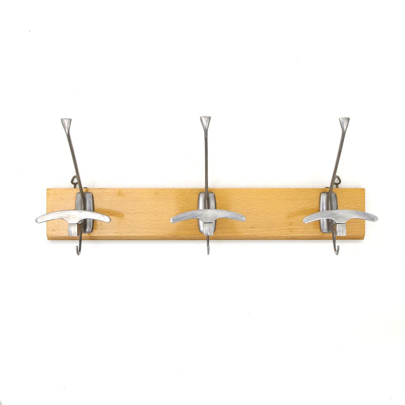 Vintage coat rack with three hooks by Reguitti, 1950s