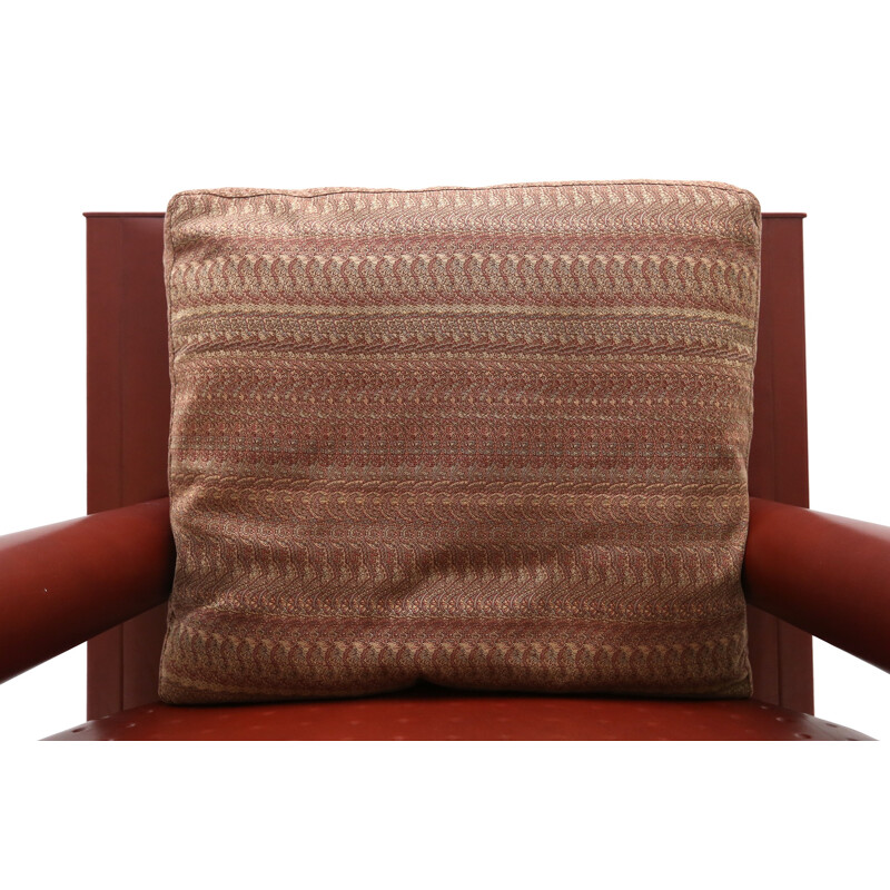 Red brown leather armchair, Antonio Citterio - 1970s