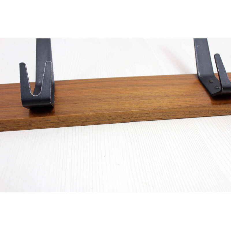 Vintage teak and metal coat rack, 1970s