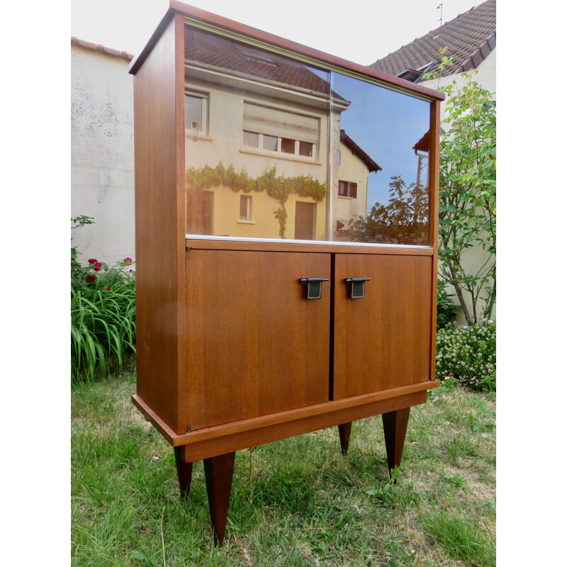 Vintage highboard with sliding glass doors, France 1955