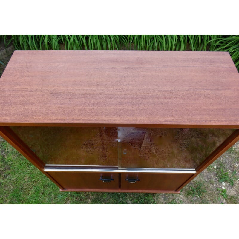 Vintage highboard with sliding glass doors, France 1955