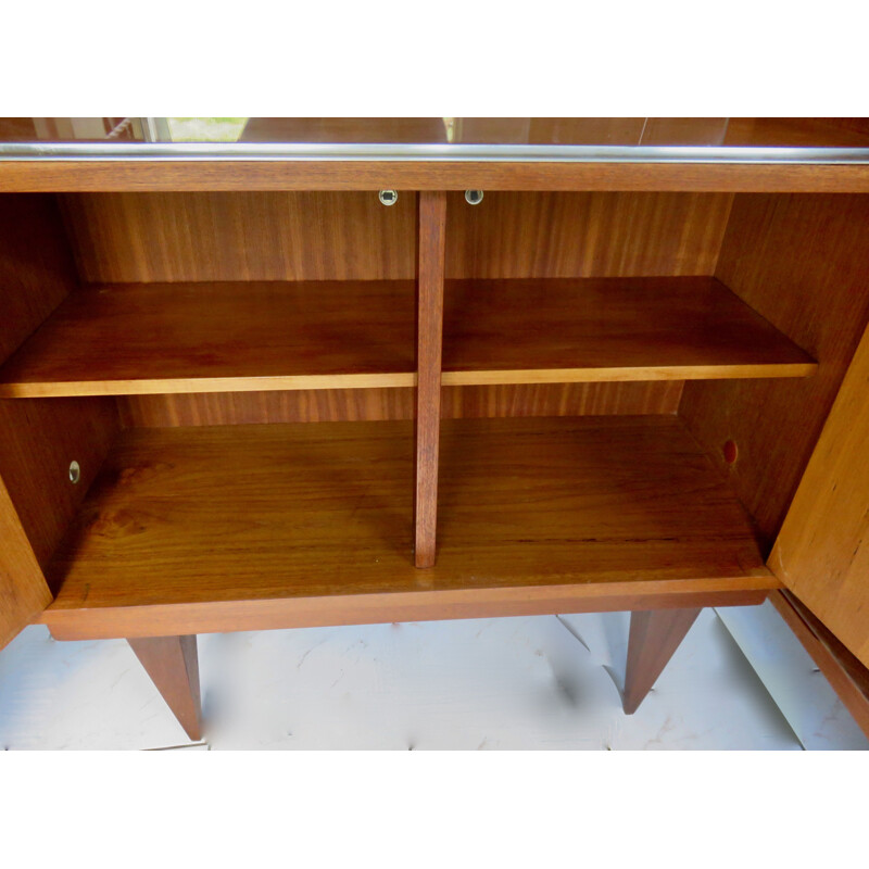 Vintage highboard with sliding glass doors, France 1955