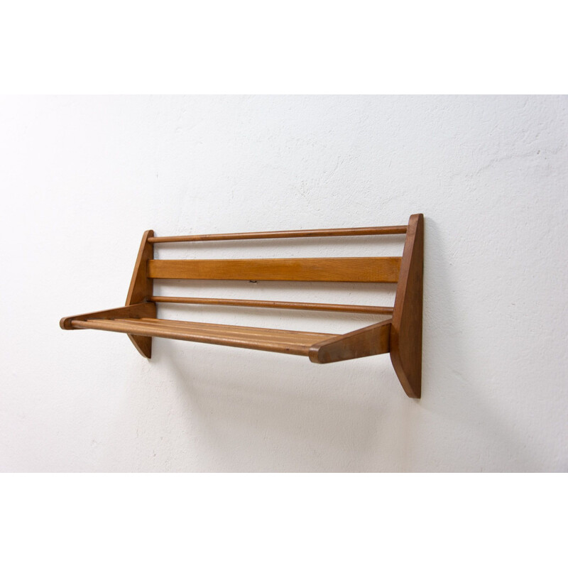 Vintage wooden wall shelf by Krásná Jizba, 1960