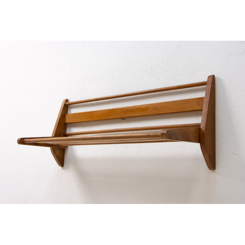 Vintage wooden wall shelf by Krásná Jizba, 1960