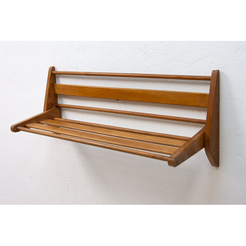 Vintage wooden wall shelf by Krásná Jizba, 1960