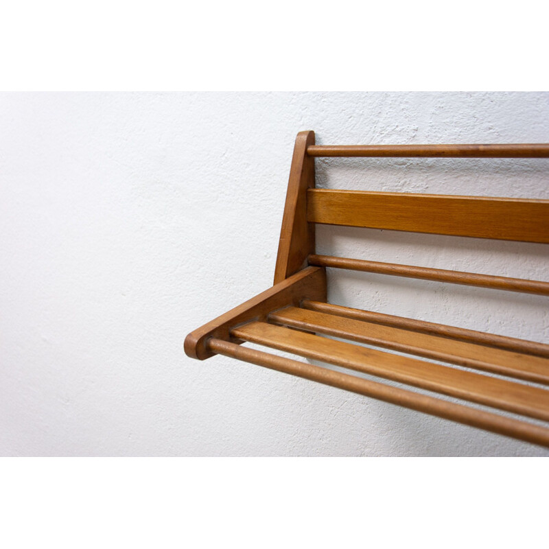 Vintage wooden wall shelf by Krásná Jizba, 1960