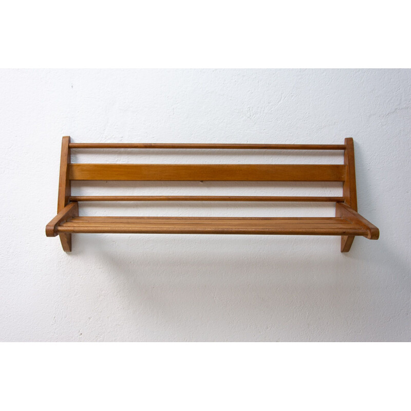 Vintage wooden wall shelf by Krásná Jizba, 1960