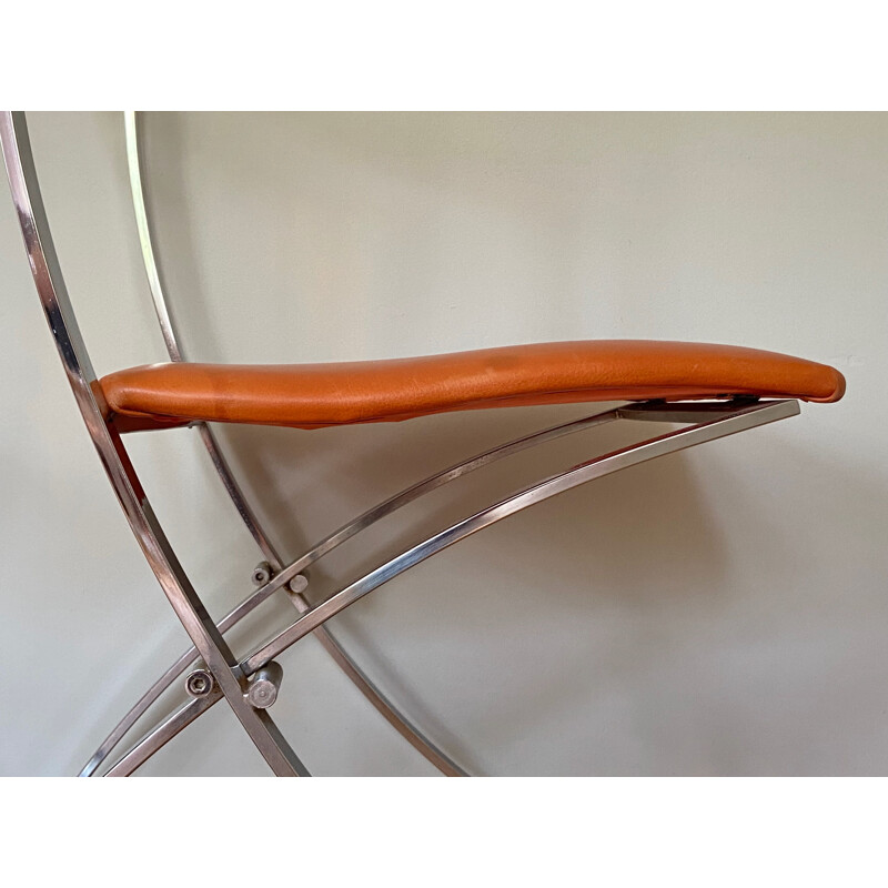 Par de cadeiras "Luisa" vintage em metal cromado de Marcello Cuneo para Mobel, Itália 1970