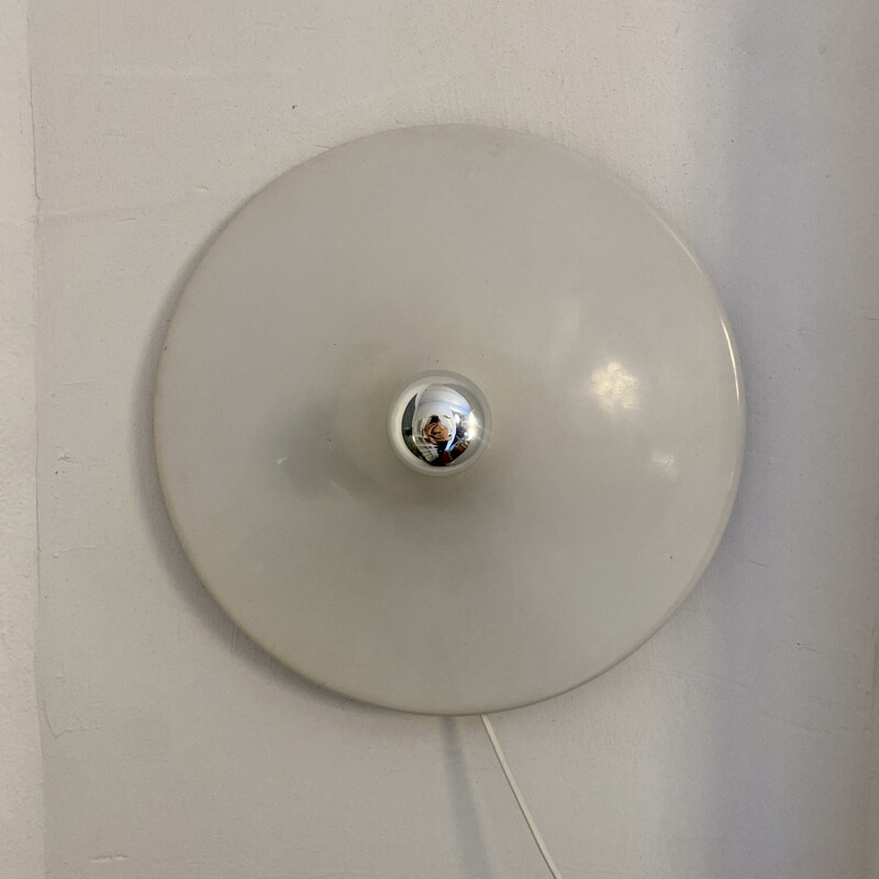 Lampada da parete vintage "Disco" in alluminio laccato bianco di Gianluigi Gorgoni, 1970