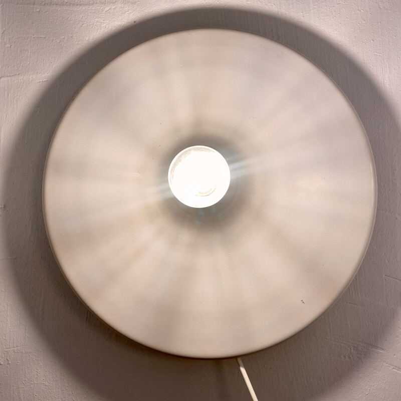 Lampada da parete vintage "Disco" in alluminio laccato bianco di Gianluigi Gorgoni, 1970