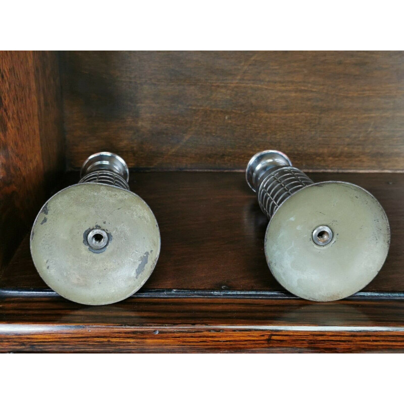 Paar Vintage-Kerzenhalter "Ww1 Trench Art" mit Granatapfelfassung und Messing