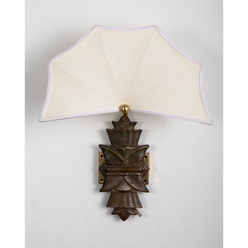 Wall lamp in brass and fabric - 1940s