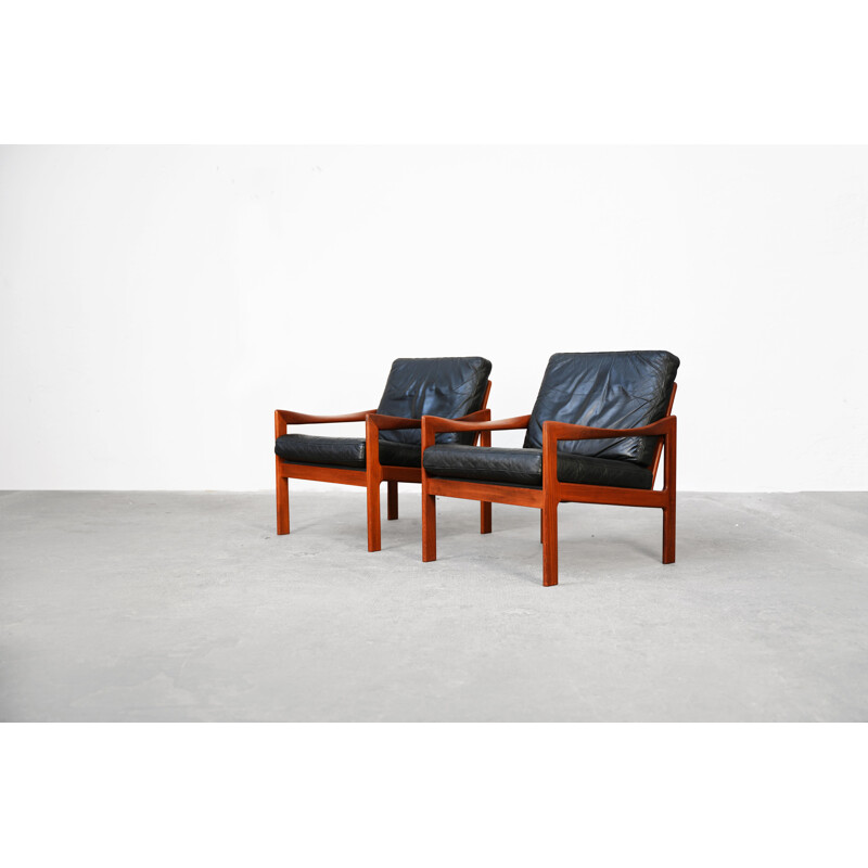Pair of vintage teak armchairs by Illum Walkelsø for Niels Eilersen, 1960s