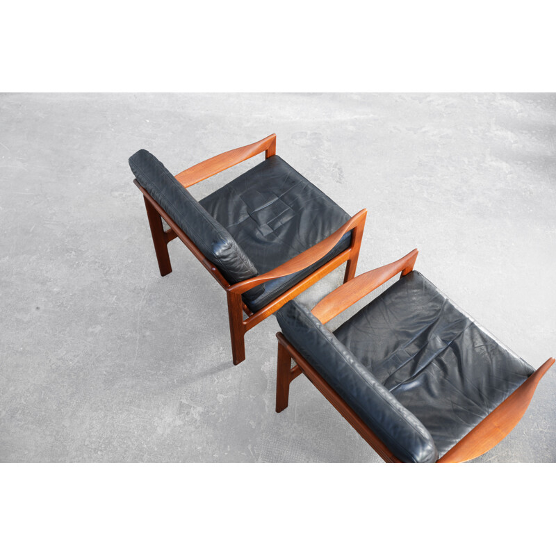 Pair of vintage teak armchairs by Illum Walkelsø for Niels Eilersen, 1960s