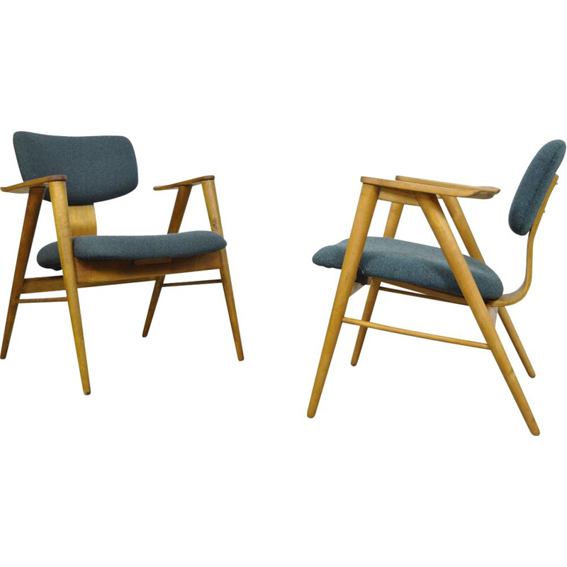 Pareja de sillones vintage de abedul FT14 de Cees Braakman para Pastoe, 1955