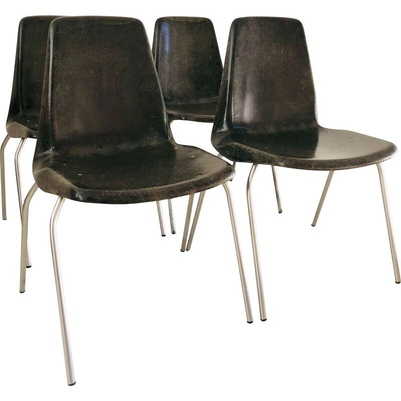 Lot de 4 chaises vintage par Alberto Roselli pour Rima, Italie 1960