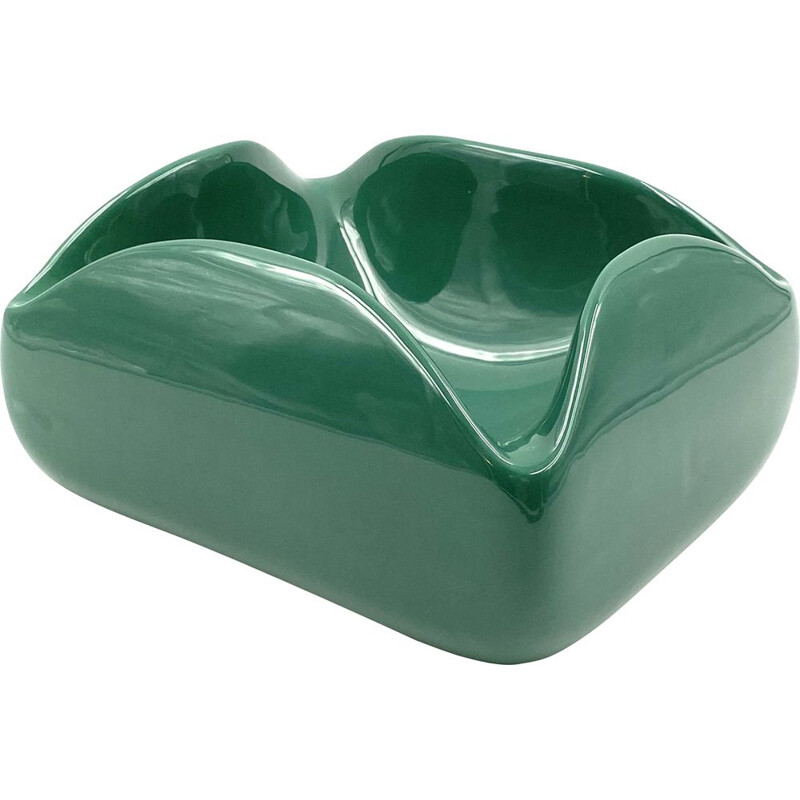 Vintage large green ceramic ashtray by Sicart, Italy 1970s
