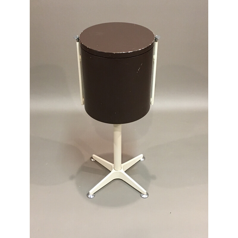 Round console in metal and wood - 1950s