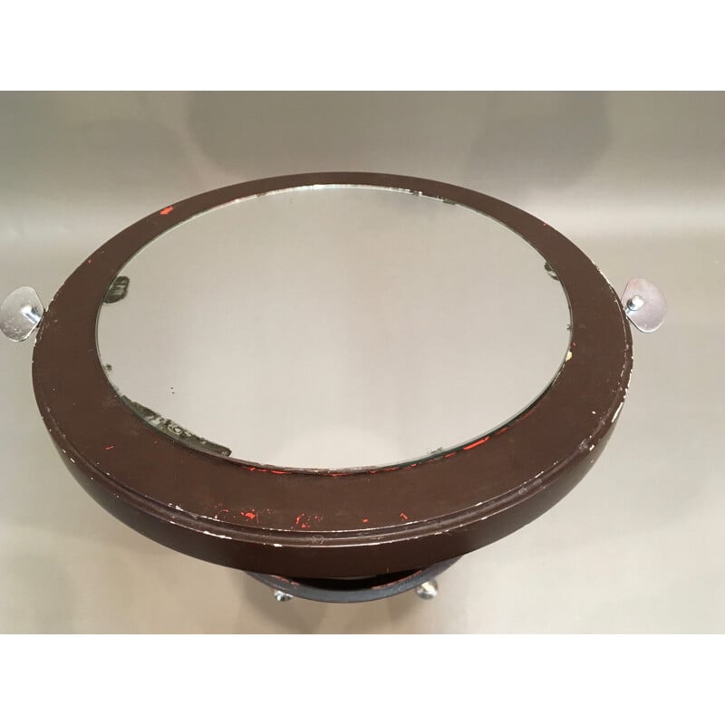 Round console in metal and wood - 1950s