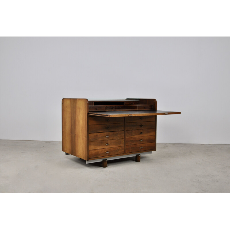 Rollender Vintage-Sekretär aus Holz von Gianfranco Frattini für Bernini, 1960